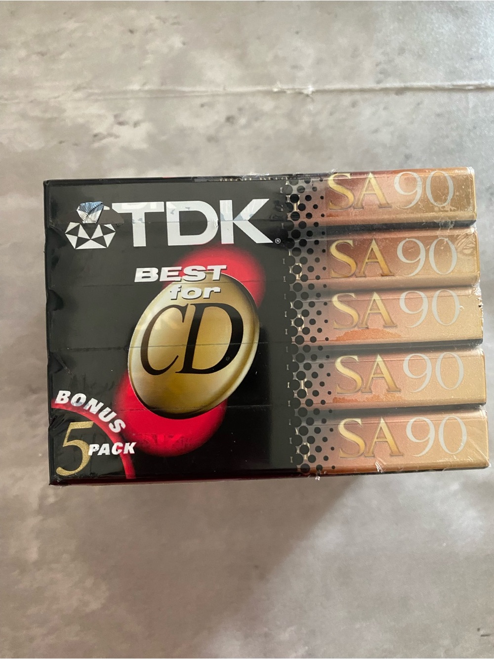 TDK SA90 Audio Cassette 5-Pack - Gold & Black
